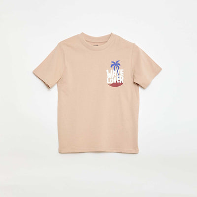 Printed Front and Back Short-Sleeve T-Shirt BEIGE