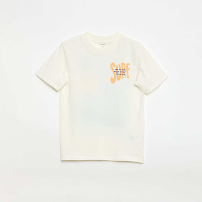 Printed Front and Back Short-Sleeve T-Shirt BEIGE