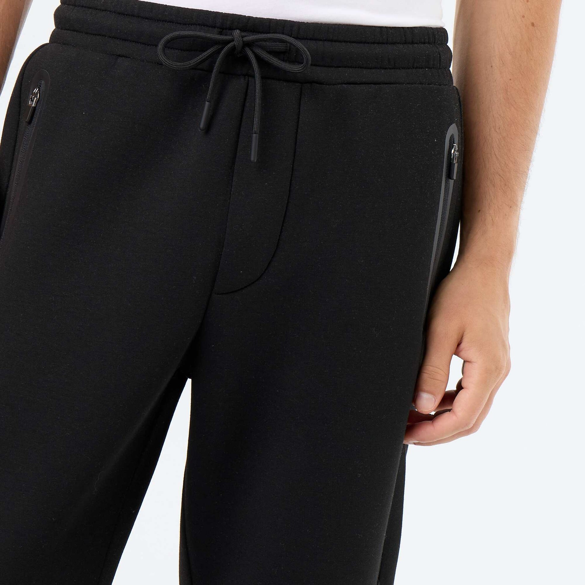 Fleece jogging bottoms with zipped pockets BLACK