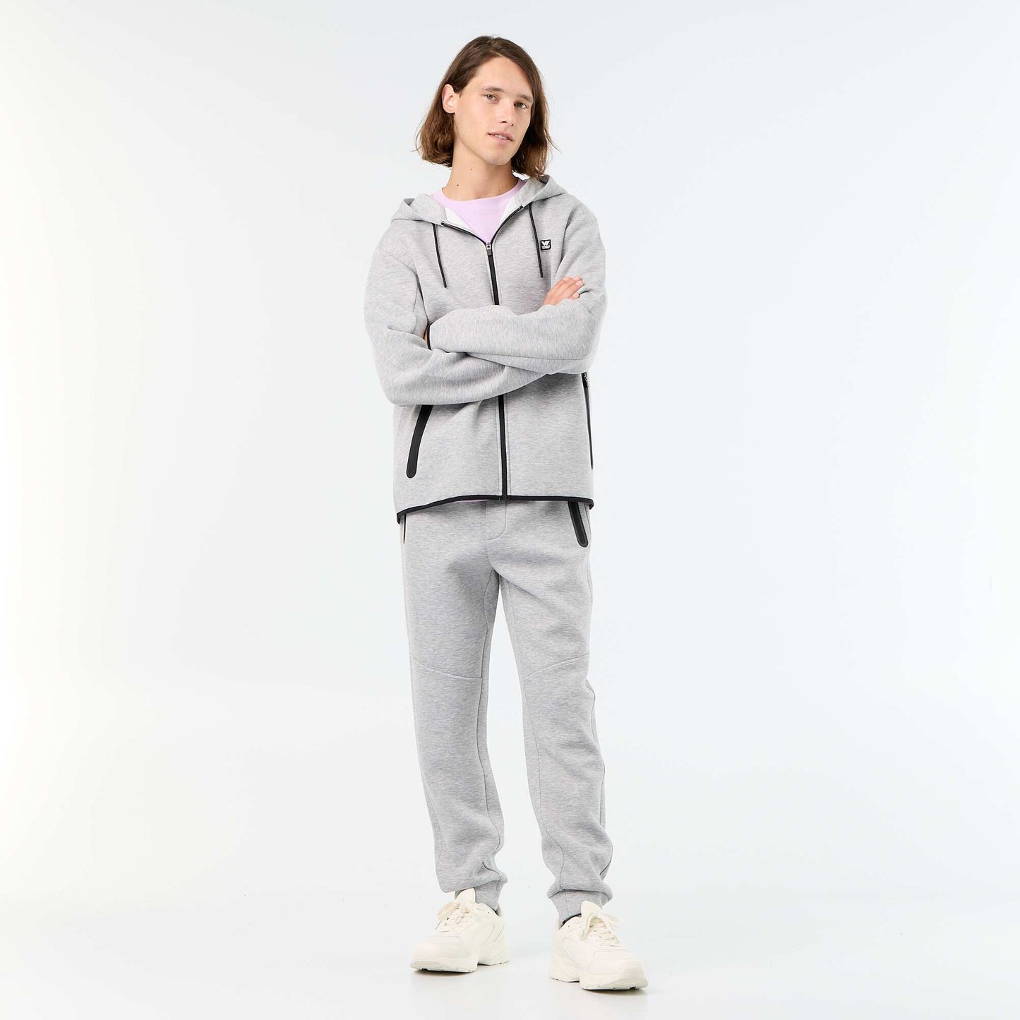 Fleece jogging bottoms with zipped pockets GREY