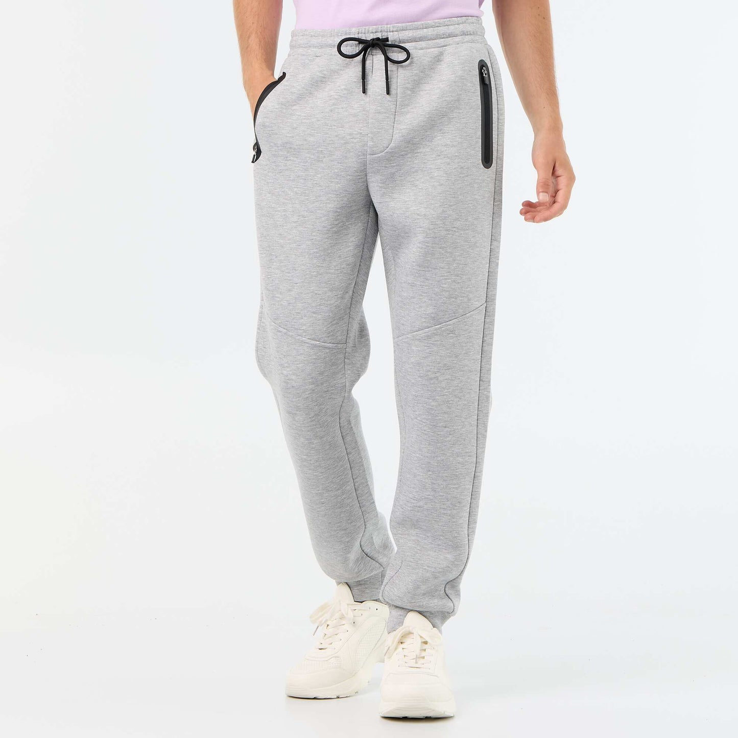 Fleece jogging bottoms with zipped pockets GREY