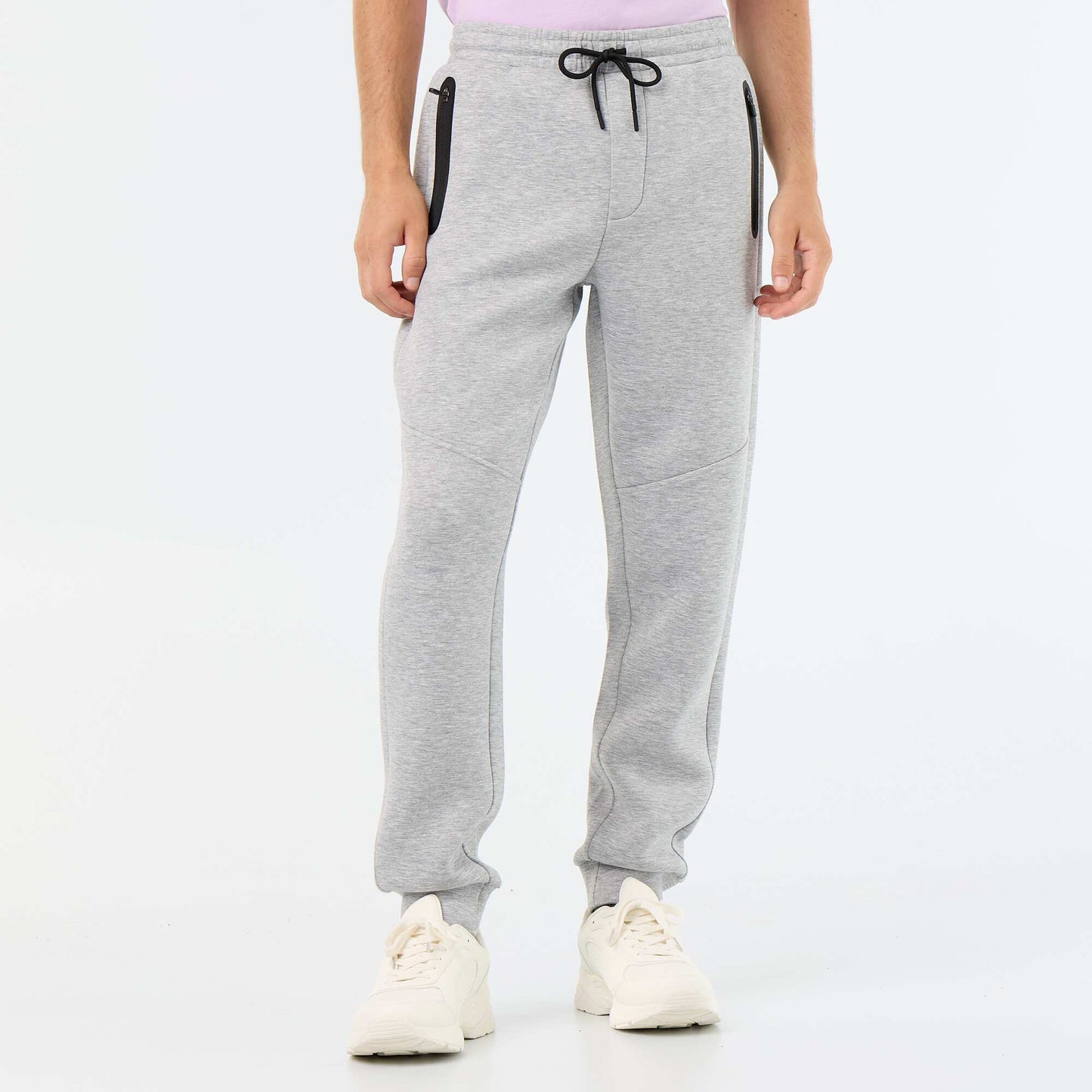 Fleece jogging bottoms with zipped pockets GREY