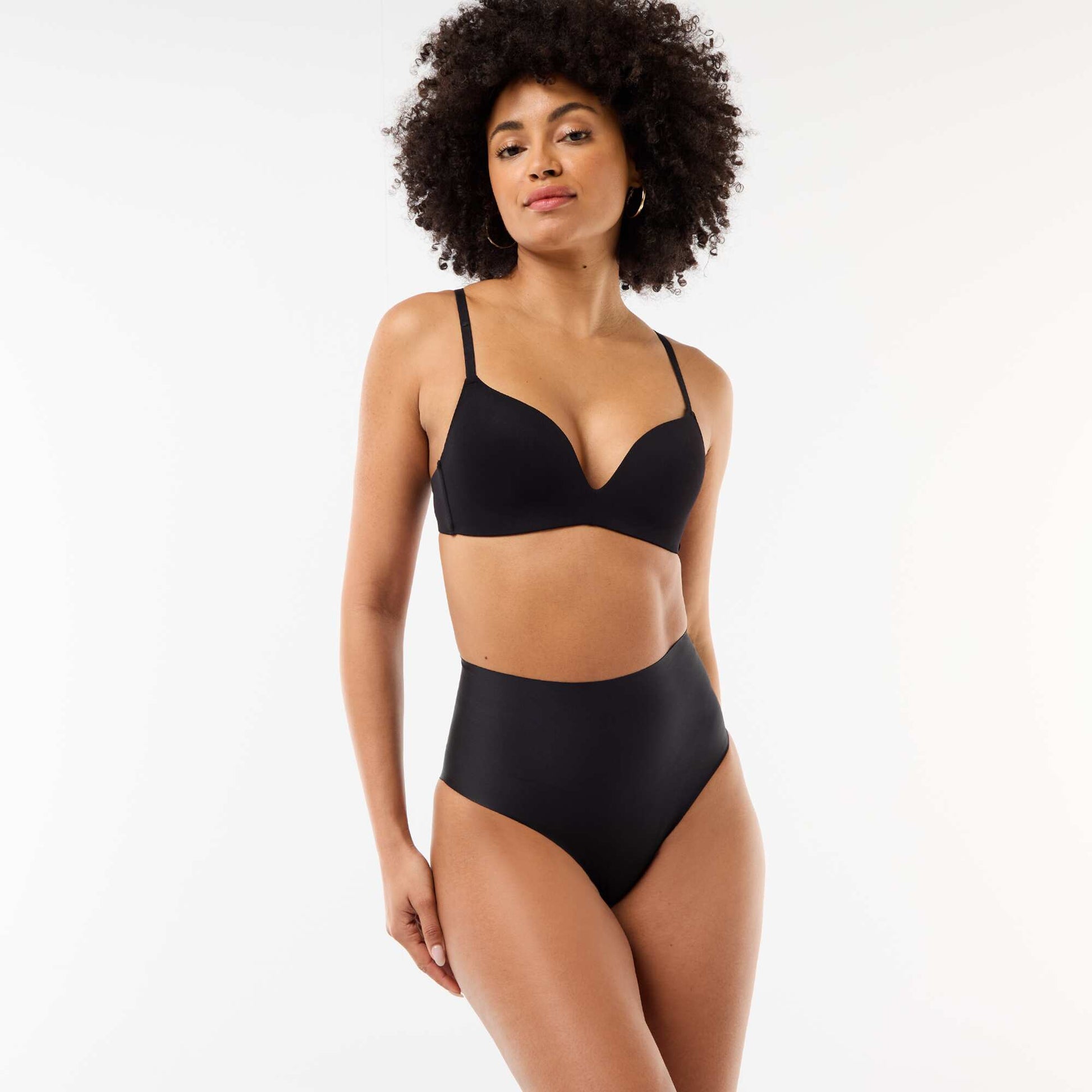 High-waisted shapewear briefs BLACK