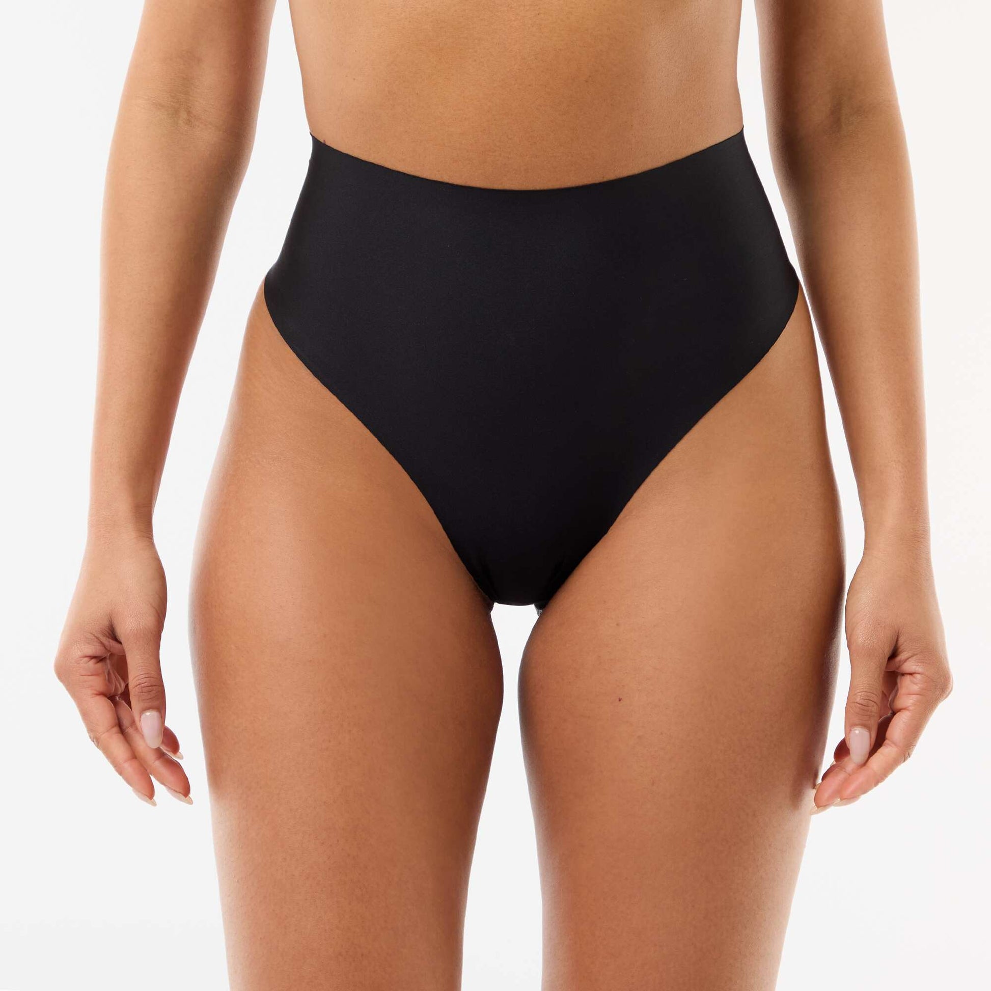 High-waisted shapewear thong BLACK