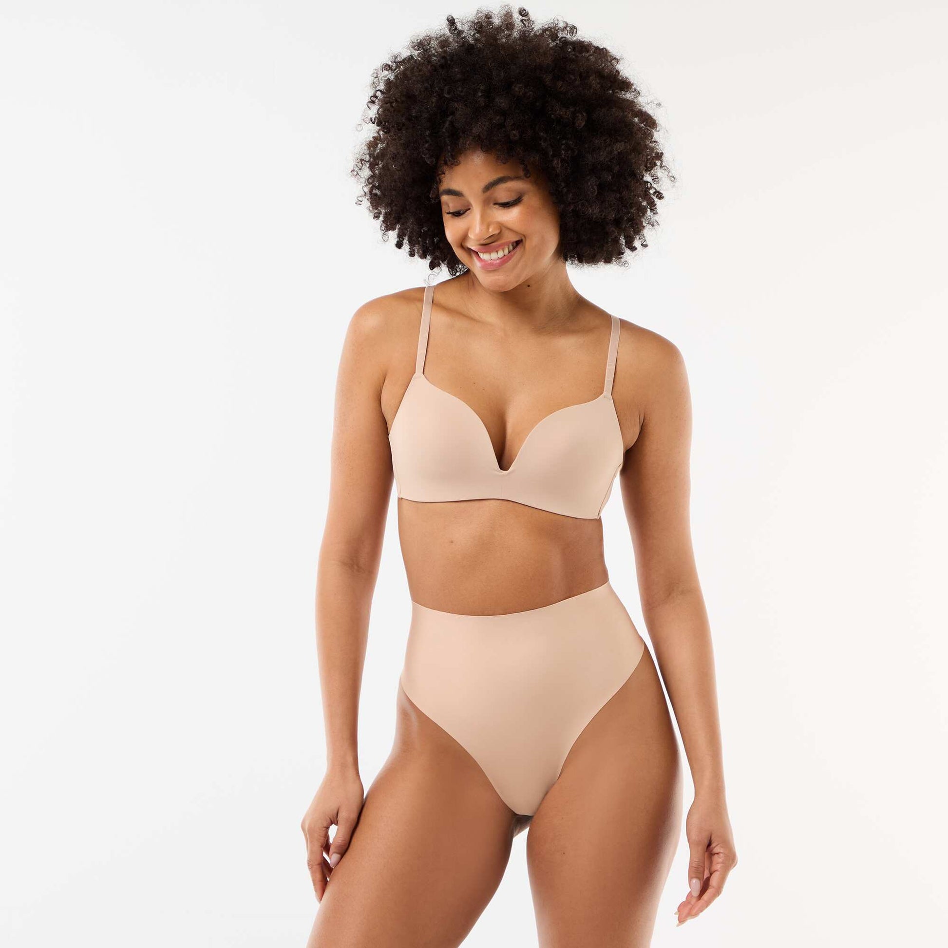 High-waisted shapewear thong ECRU