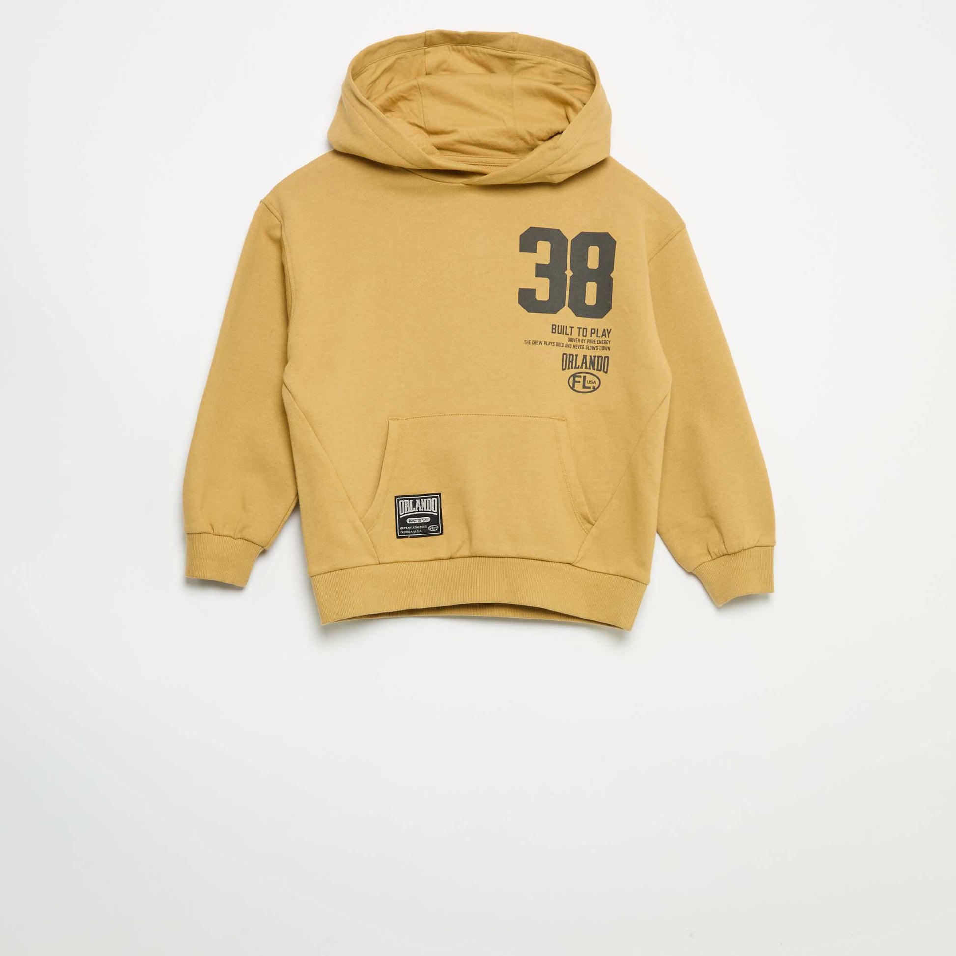 2-Piece Hooded Zip-Up Sweatshirt and Jogging Bottoms Set YELLOW