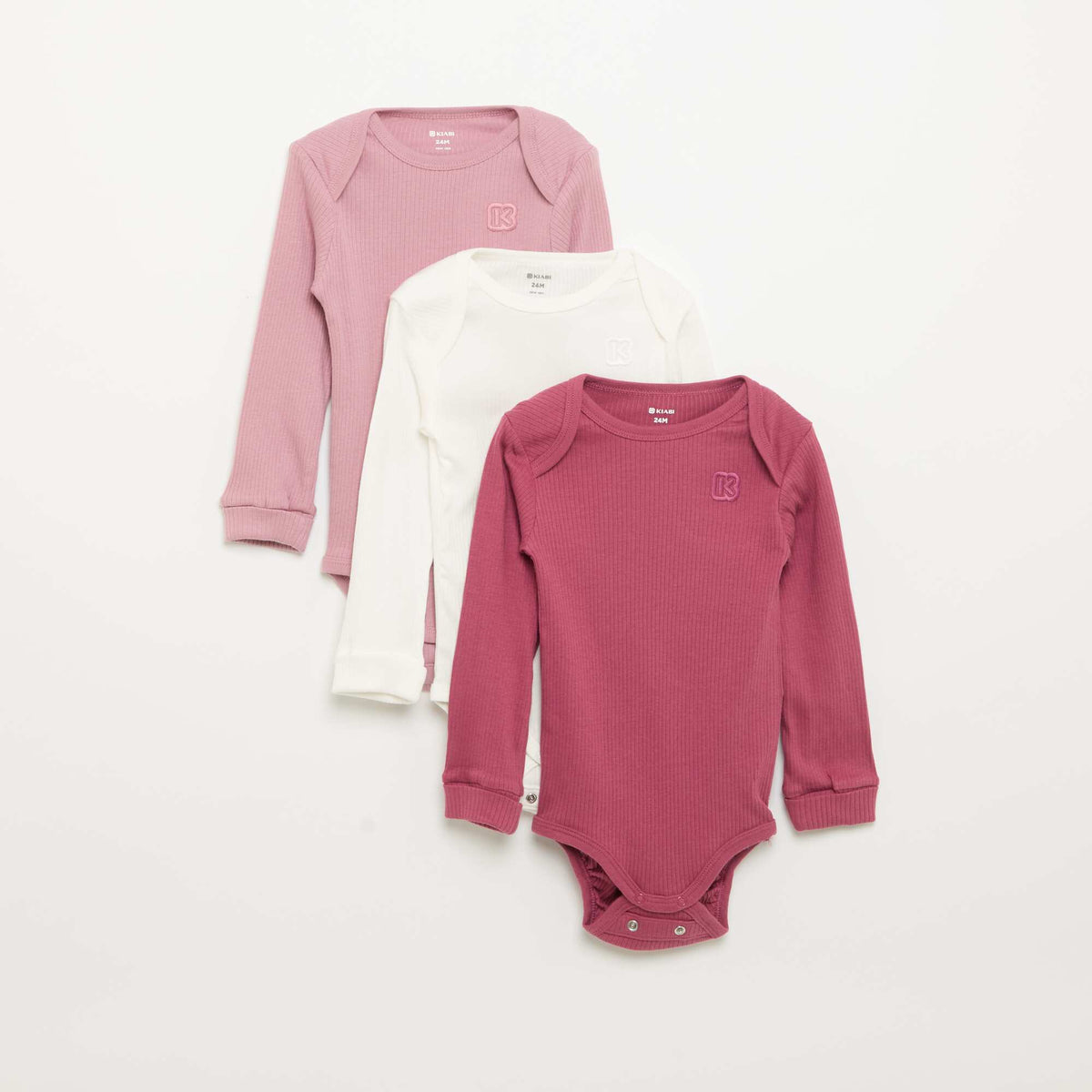 Set of 3 Grow-With-Me Bodysuits - Kiabi PINK