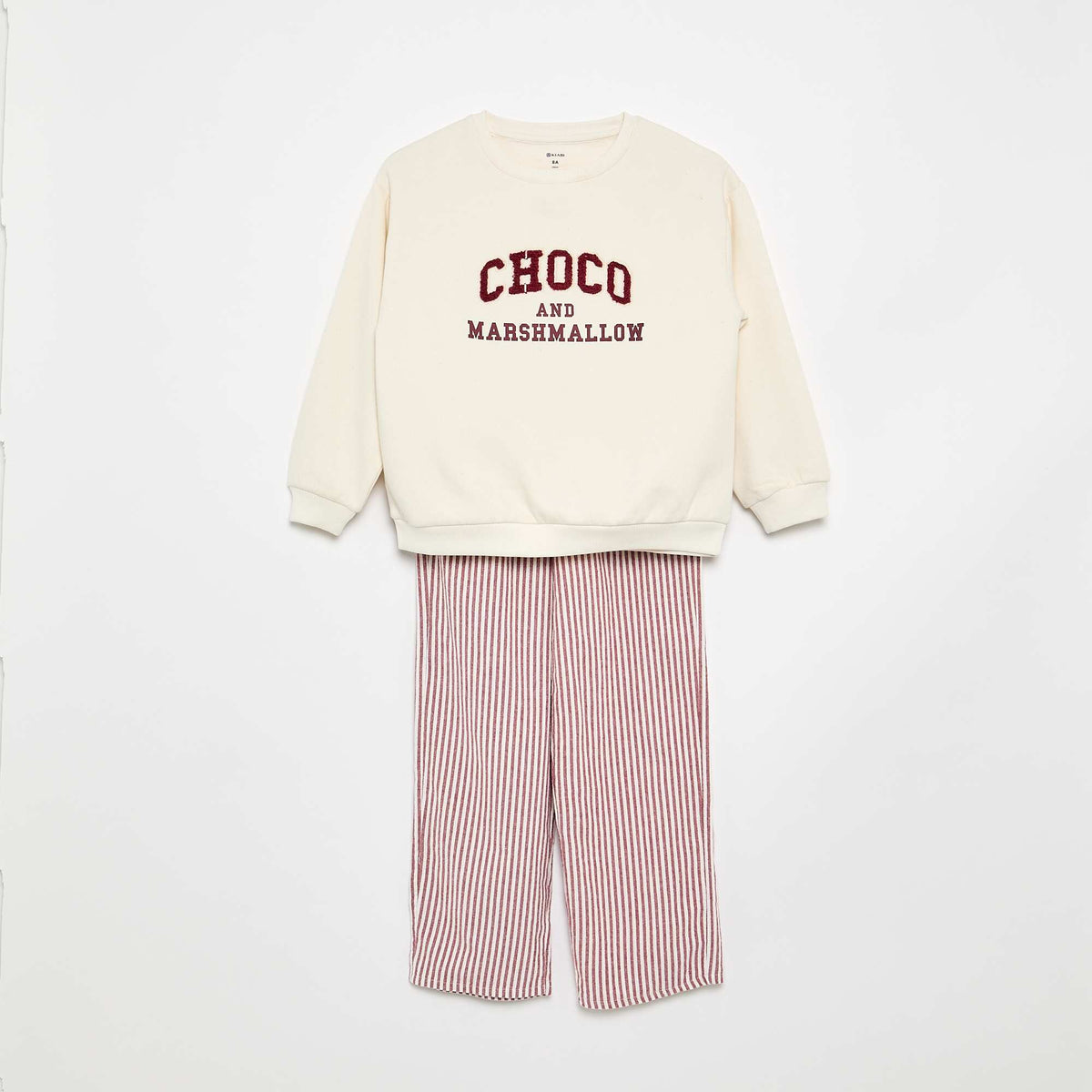Sweatshirt & Flannel Pants 2-Piece Pajama Set WHITE