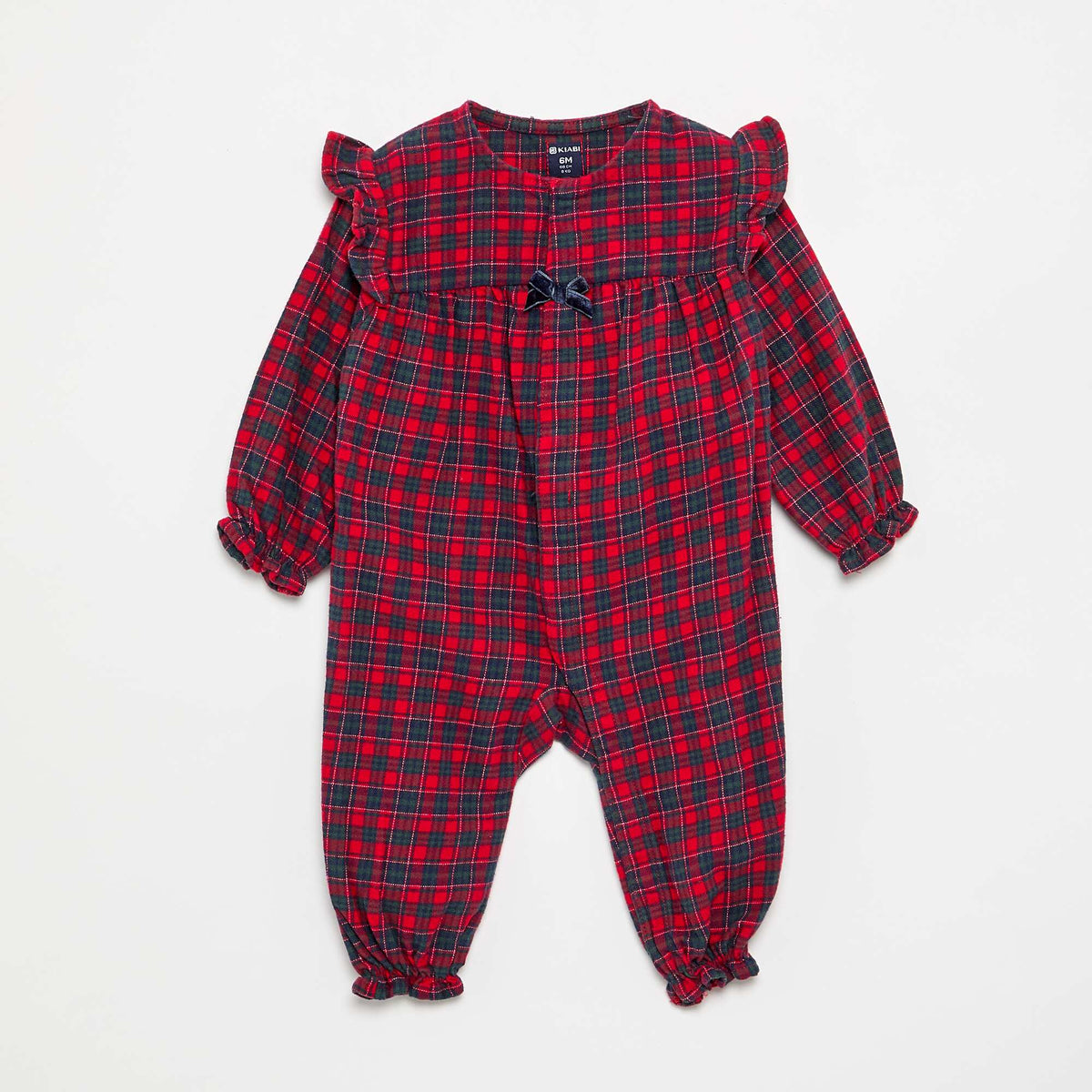 Checkered pajama sleepsuit RED