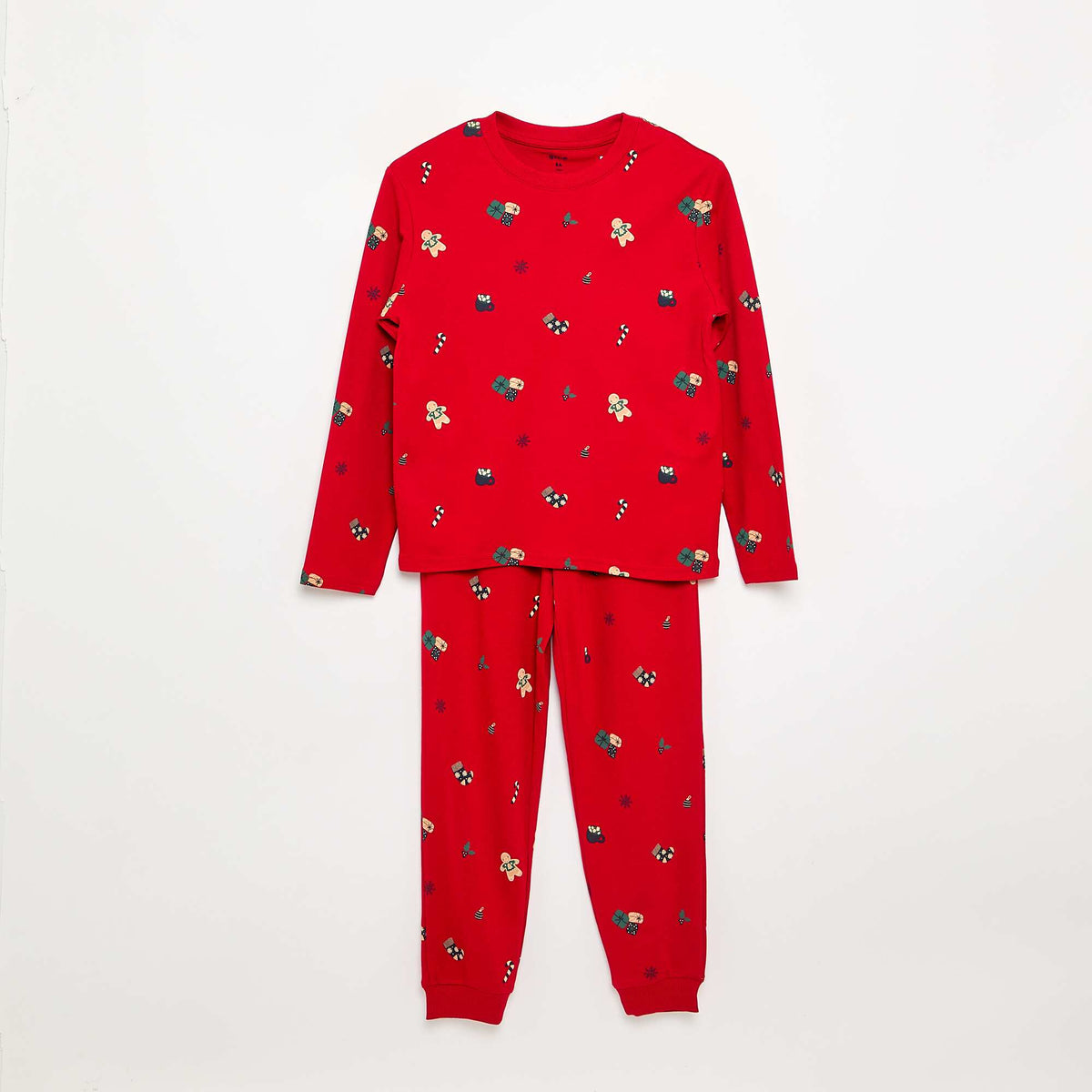 'Christmas' 2-Piece Pajama Set - Long-Sleeve Tee & Pants RED