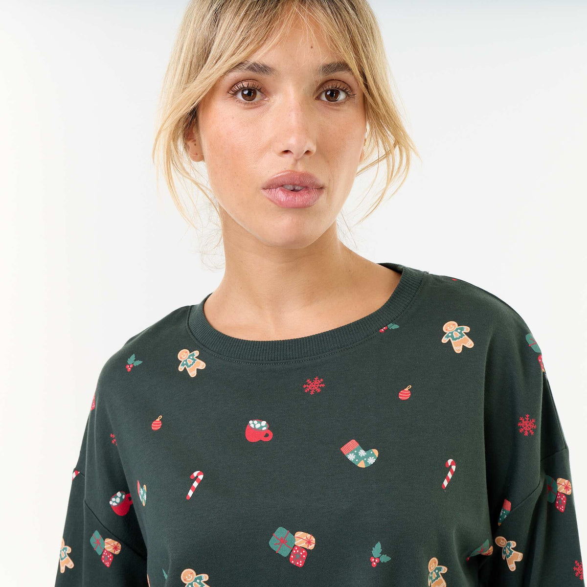 2-piece long Christmas pajama set GREEN