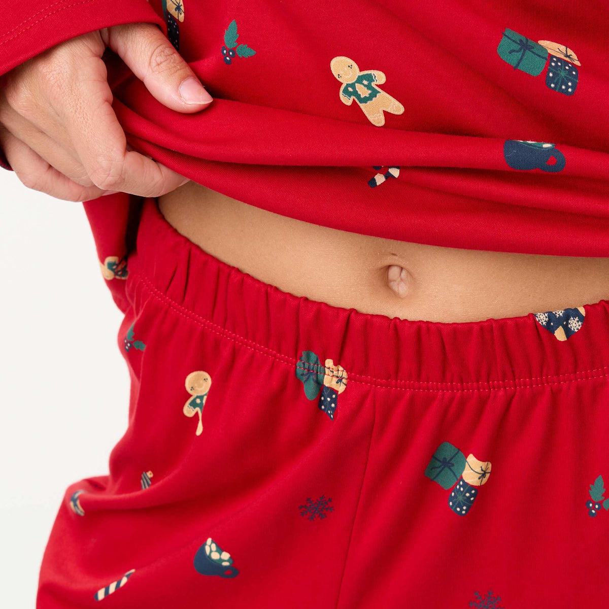 2-piece long Christmas pajama set RED