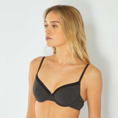 Padded cotton bra GREY
