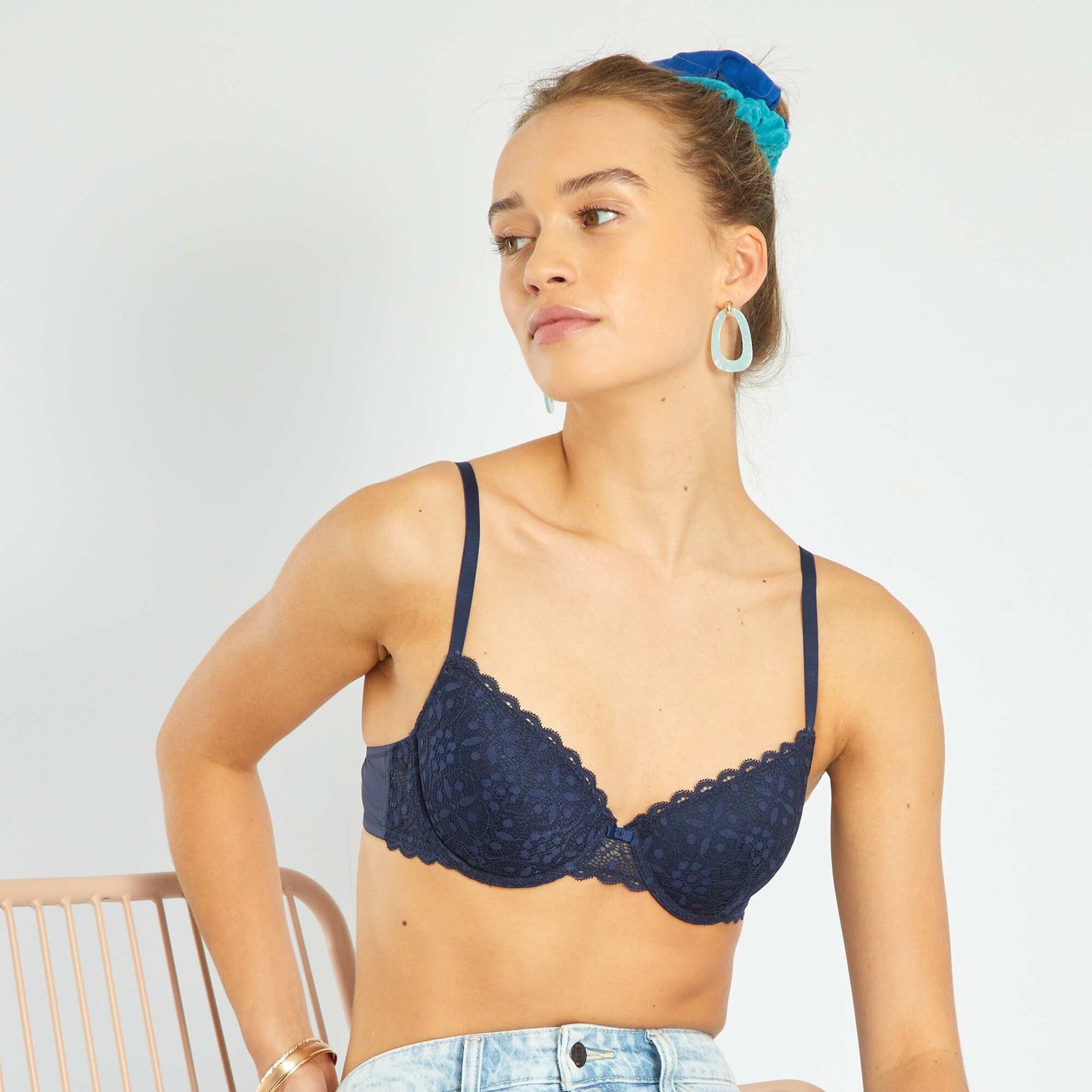 Padded lace bra BLACK