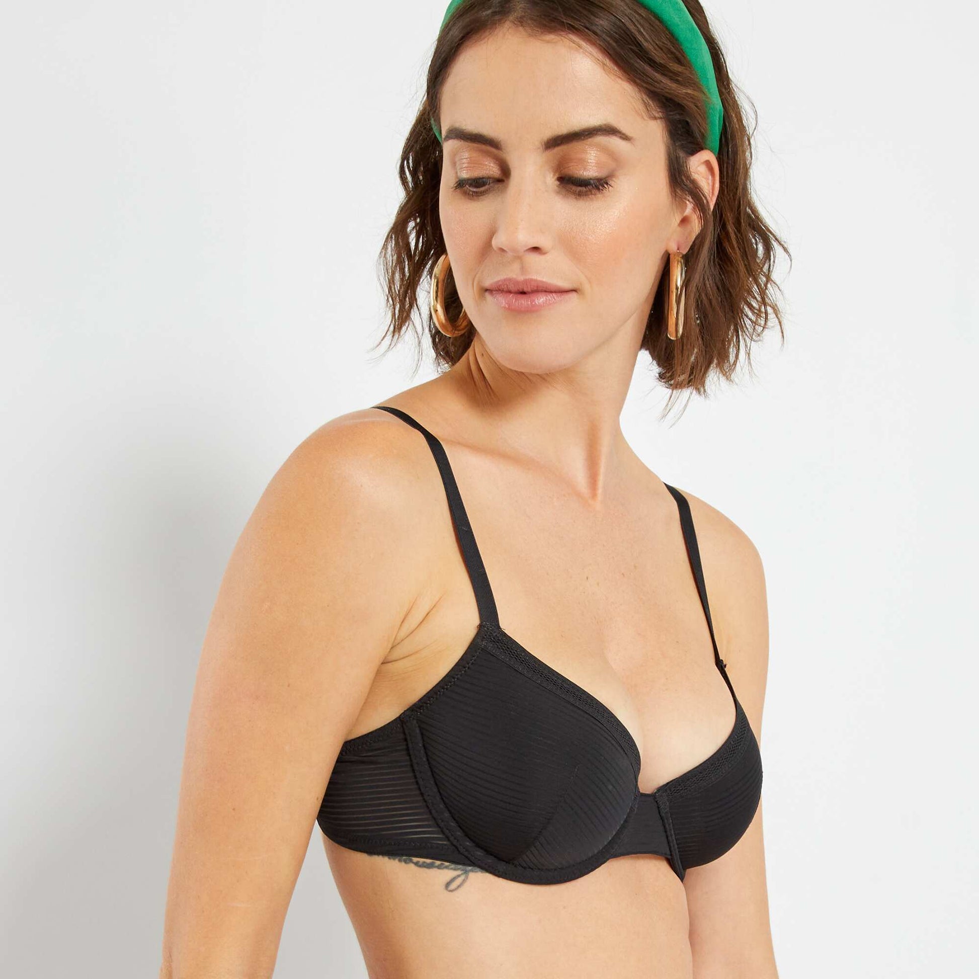 Microfibre padded bra BLACK