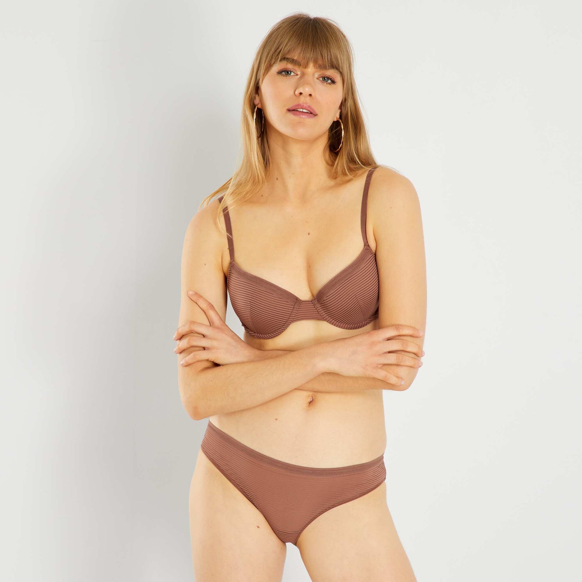 Microfibre padded bra BROWN